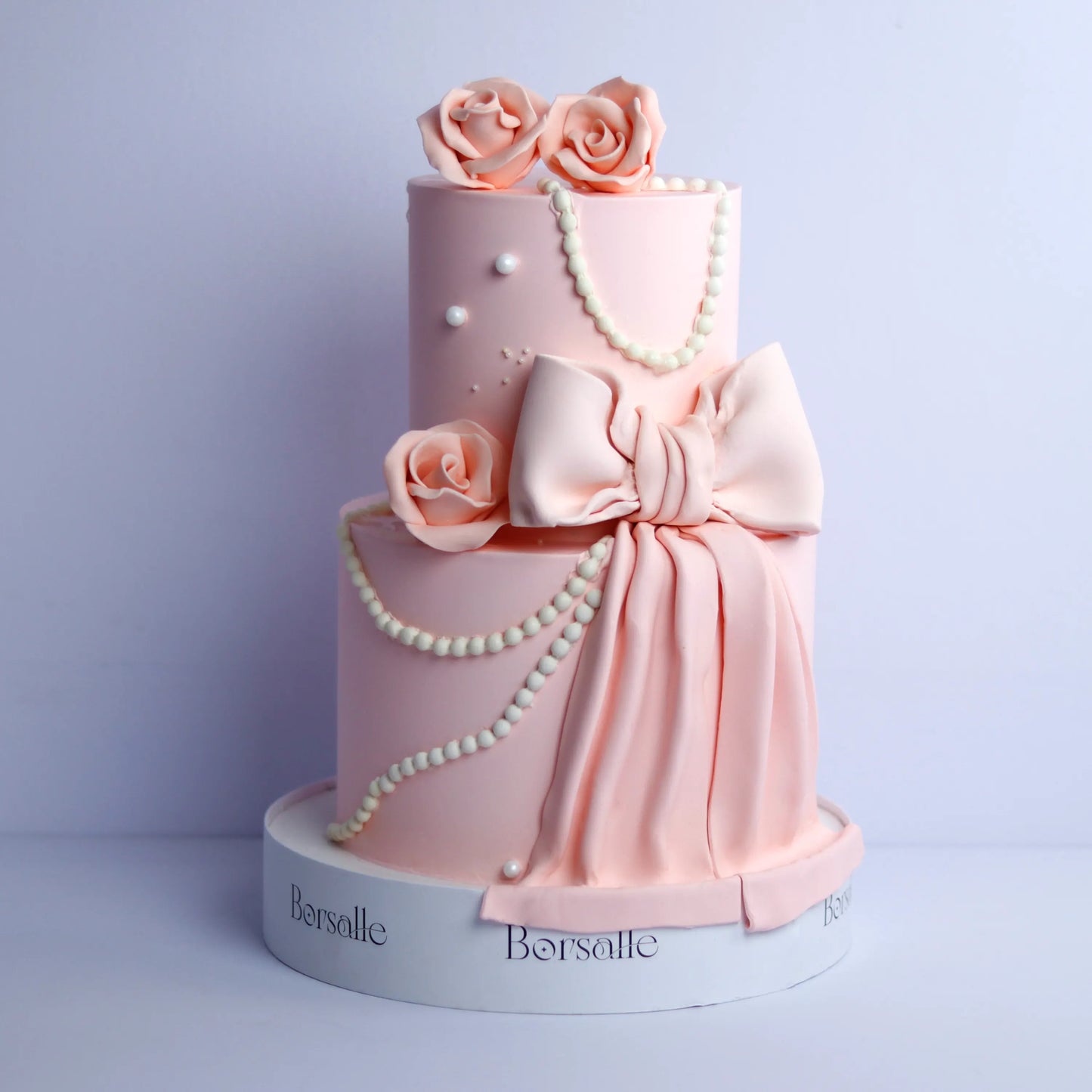 Two-Tier Peach Floral Cake