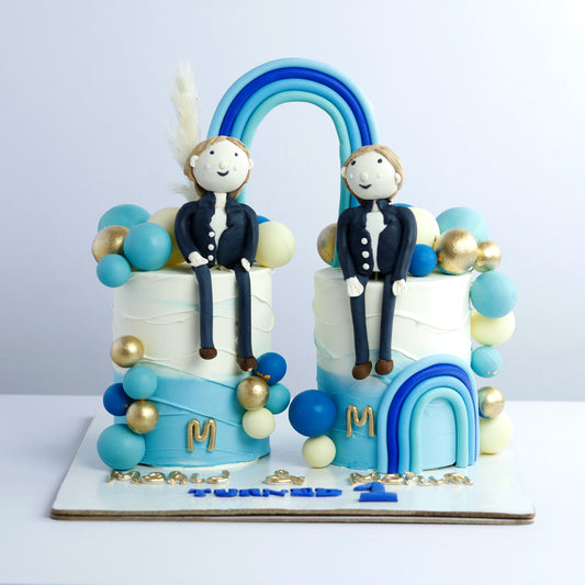 Two by Two Twin Rainbow Cake