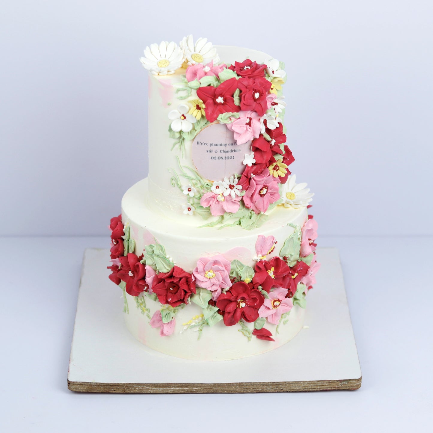 Two-Tier Sweet Floral Marriage Day Cake