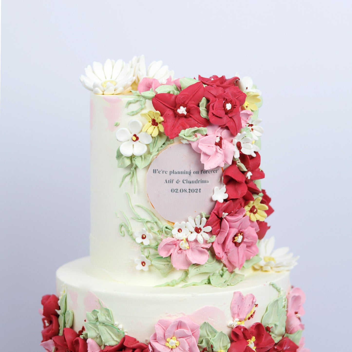 Two-Tier Sweet Floral Marriage Day Cake