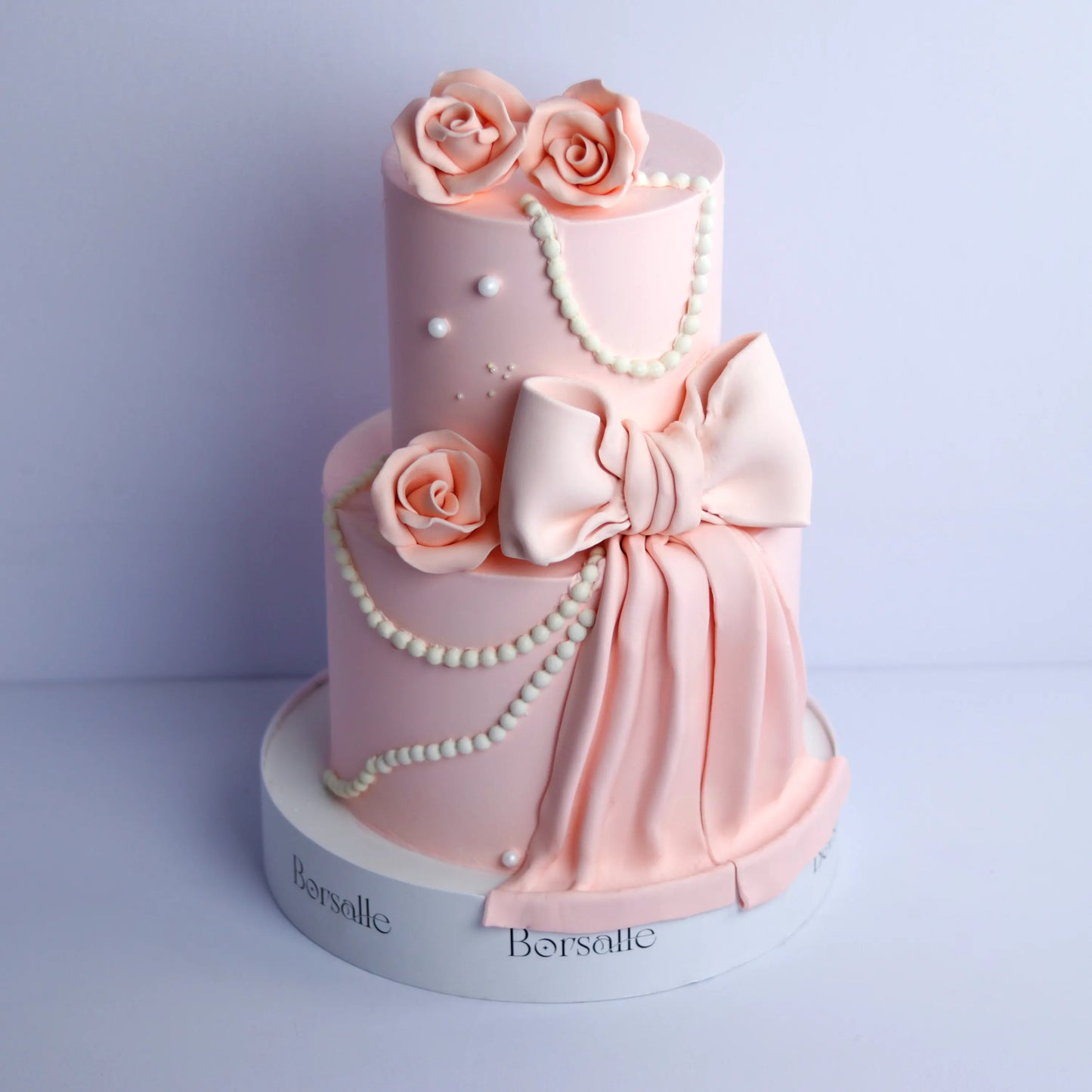 Two-Tier Peach Floral Cake