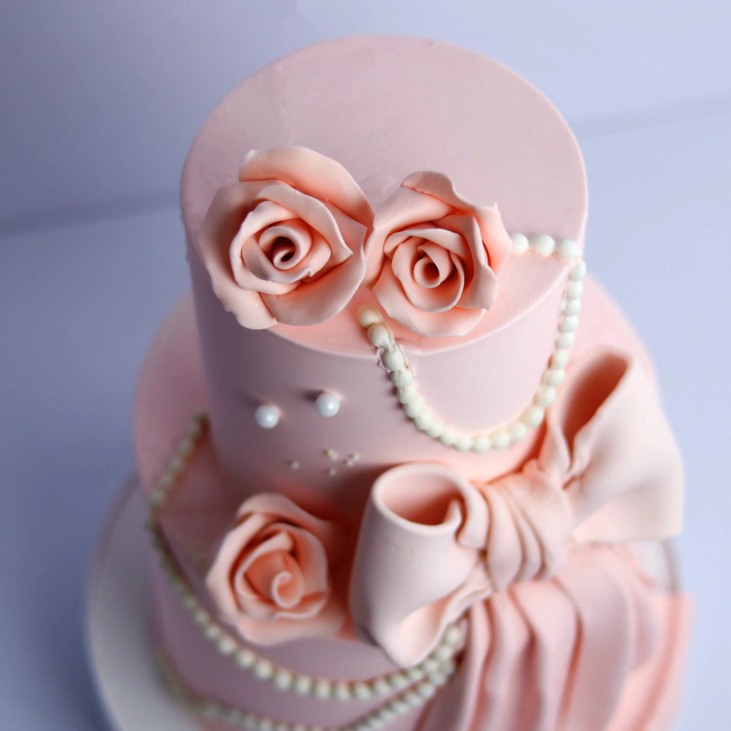 Two-Tier Peach Floral Cake