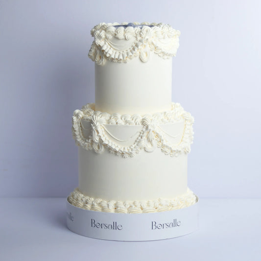 Two-Tier White Anniversary Cake