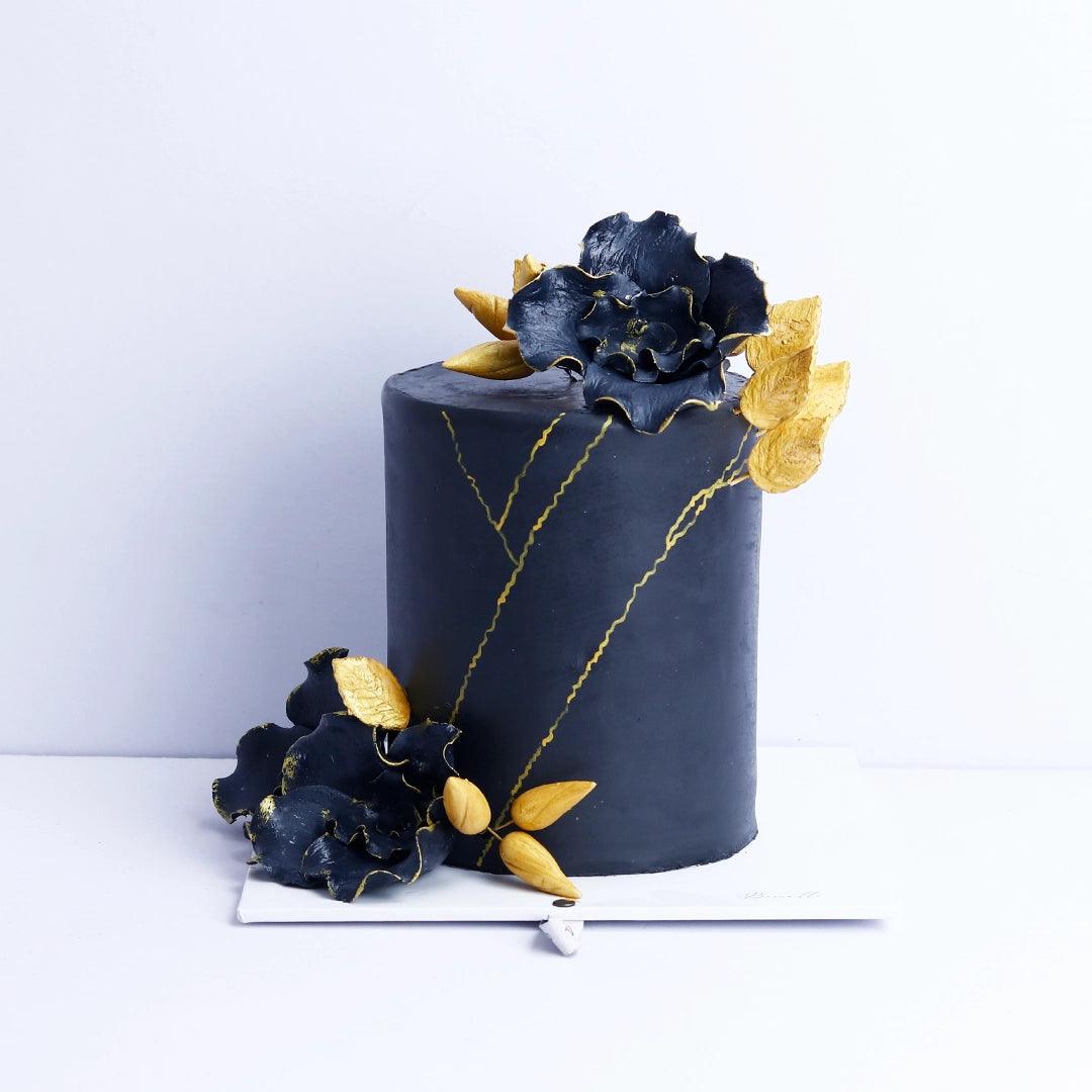 Black Floral Wedding Cake - Borsalle