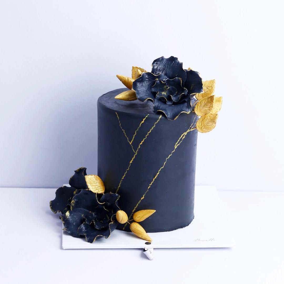 Black Floral Wedding Cake - Borsalle