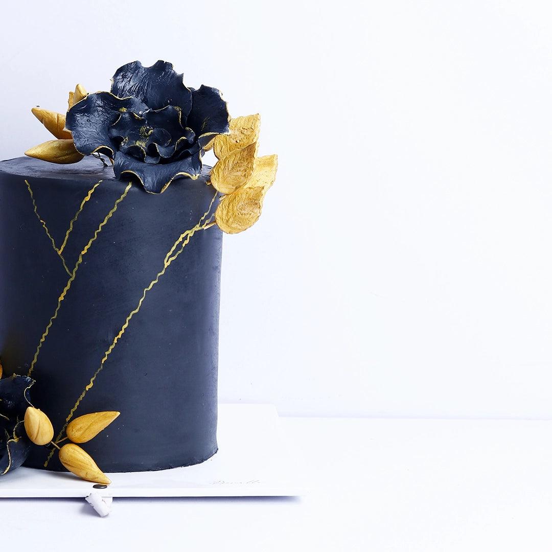 Black Floral Wedding Cake - Borsalle