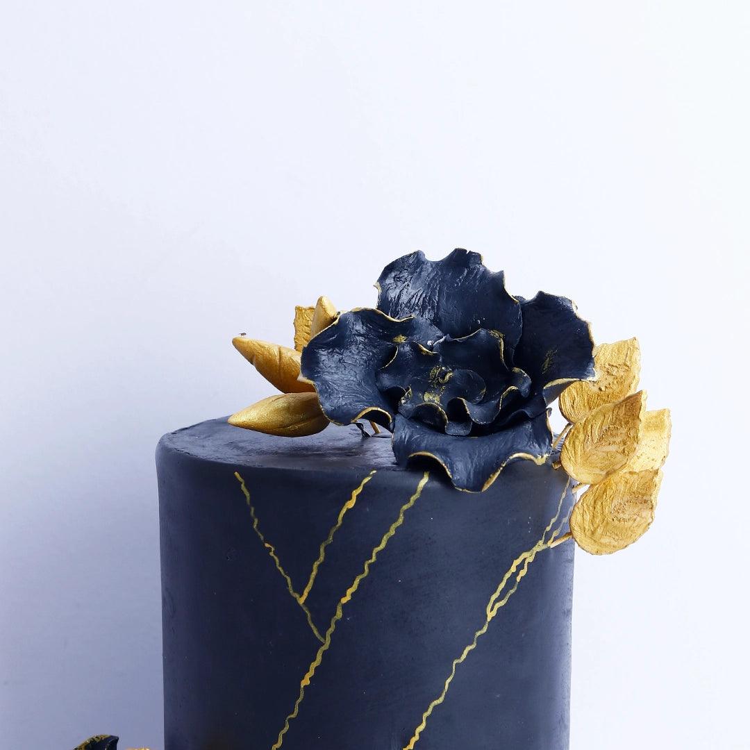 Black Floral Wedding Cake - Borsalle