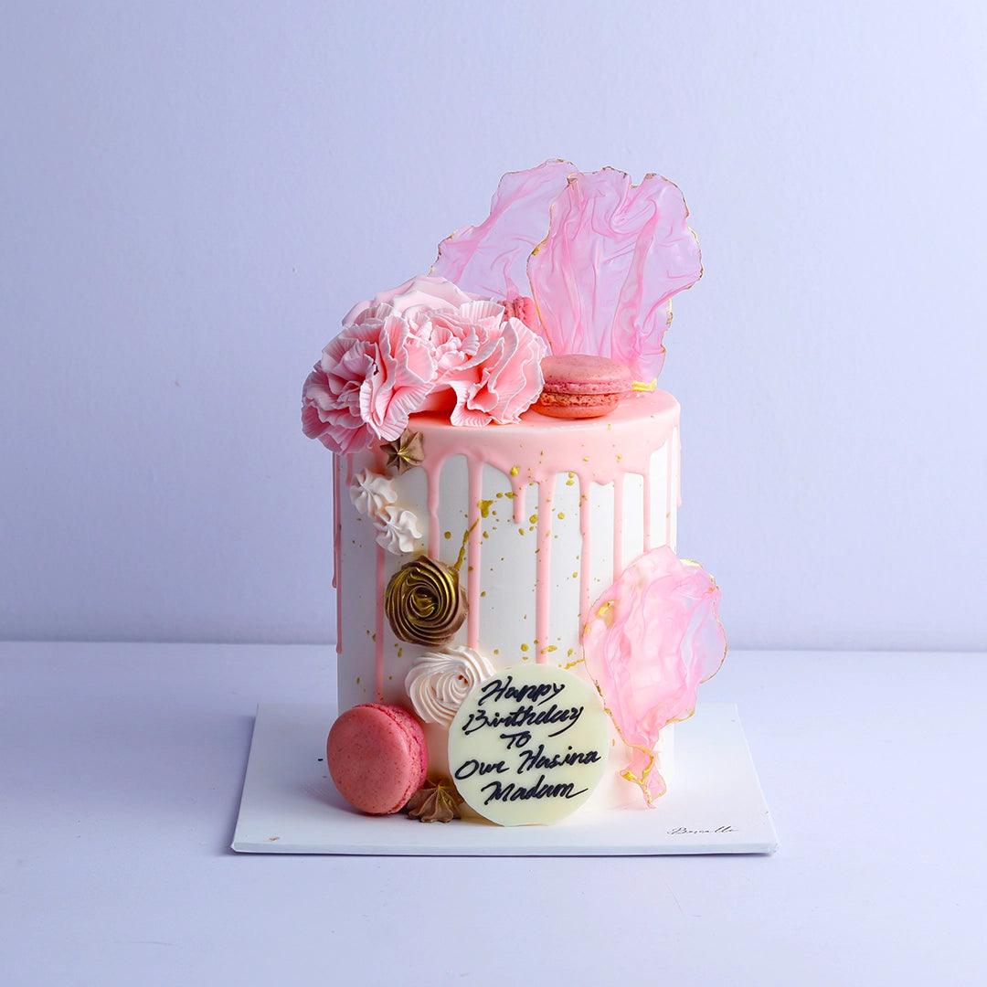 Pink Floral Anniversary Cake - Borsalle