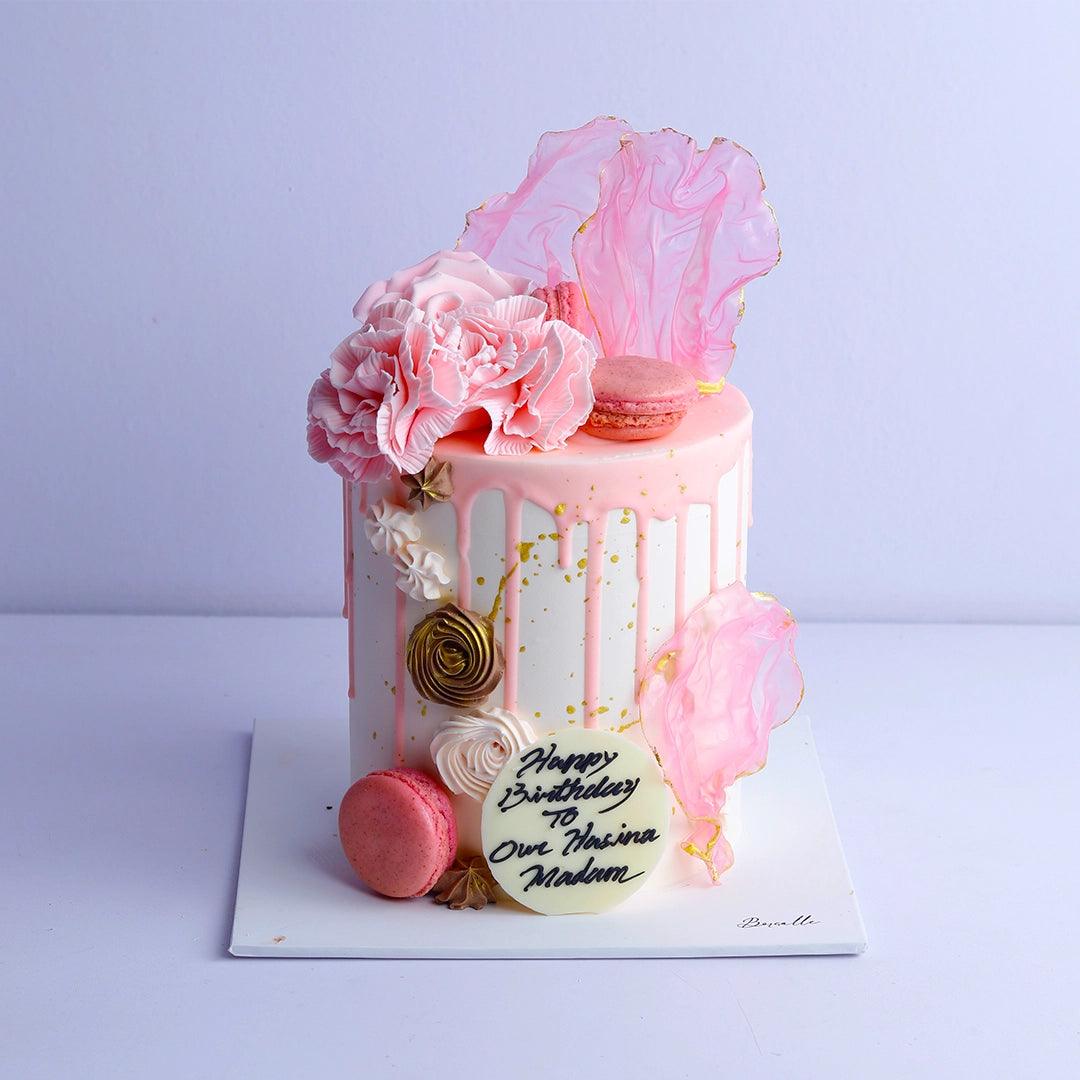 Pink Floral Anniversary Cake - Borsalle