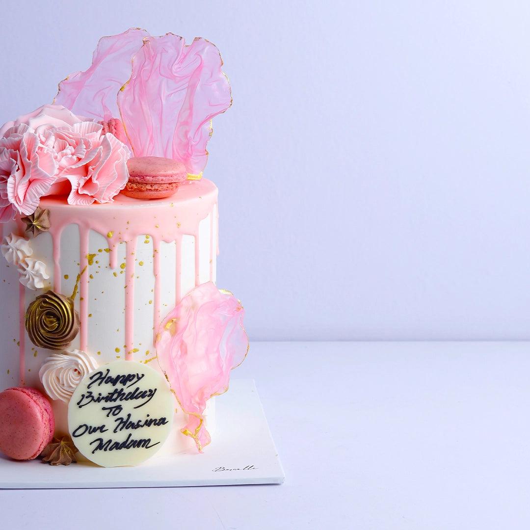 Pink Floral Anniversary Cake - Borsalle