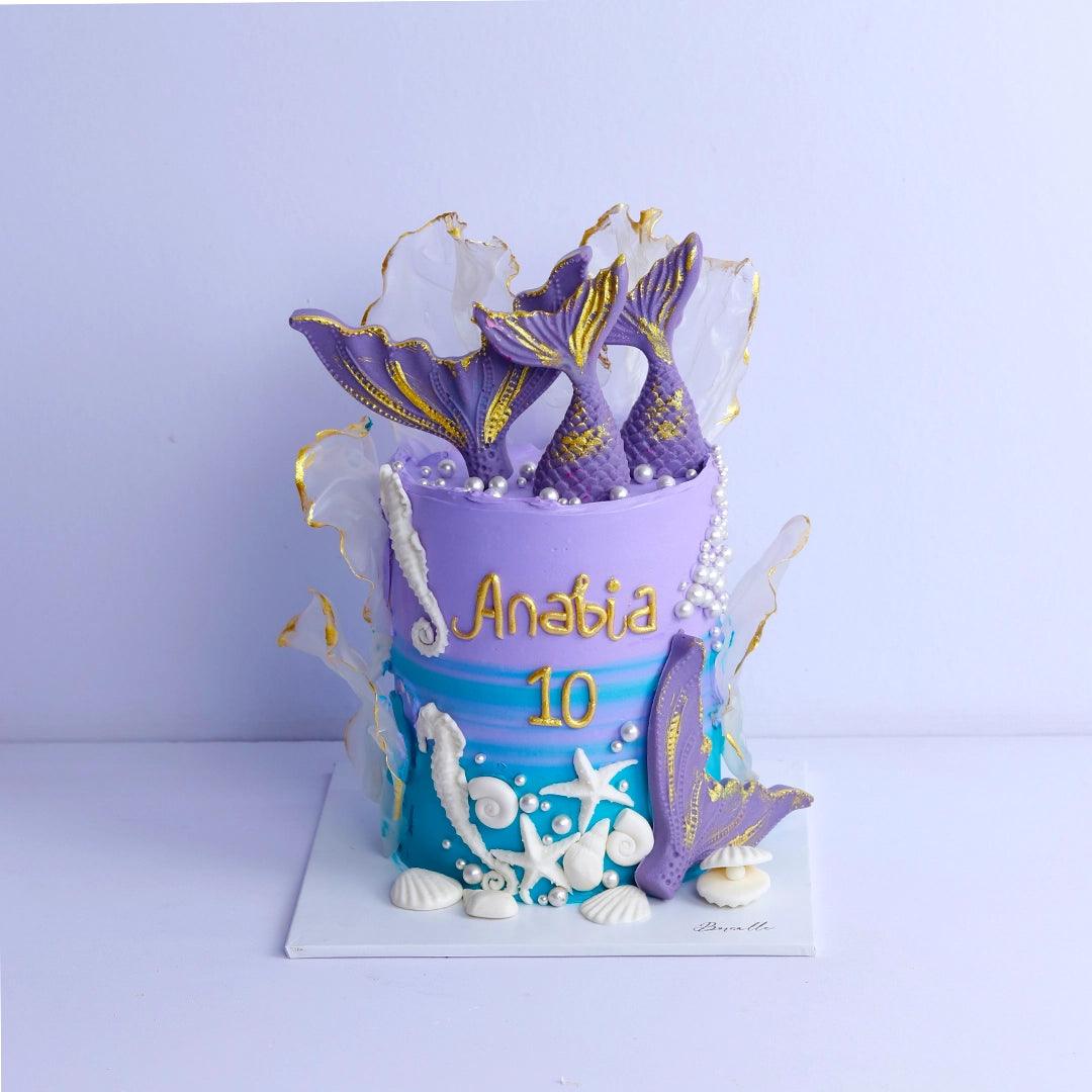 Purple Mermaid Design Cake - Borsalle