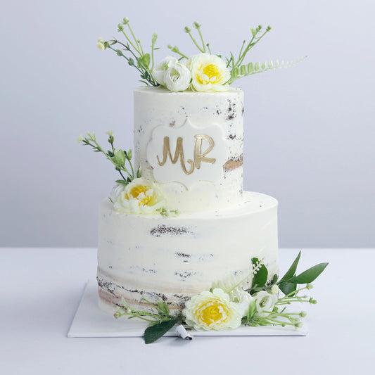 Two Tier Floral Foliage Cake - Borsalle