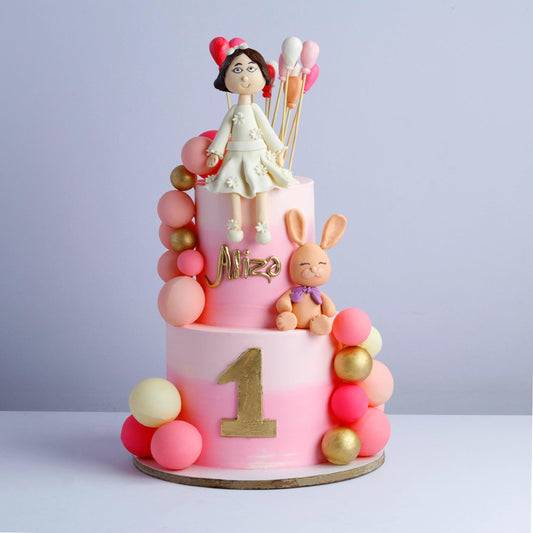 Two Tier Little Miss Balloon Cake - Borsalle