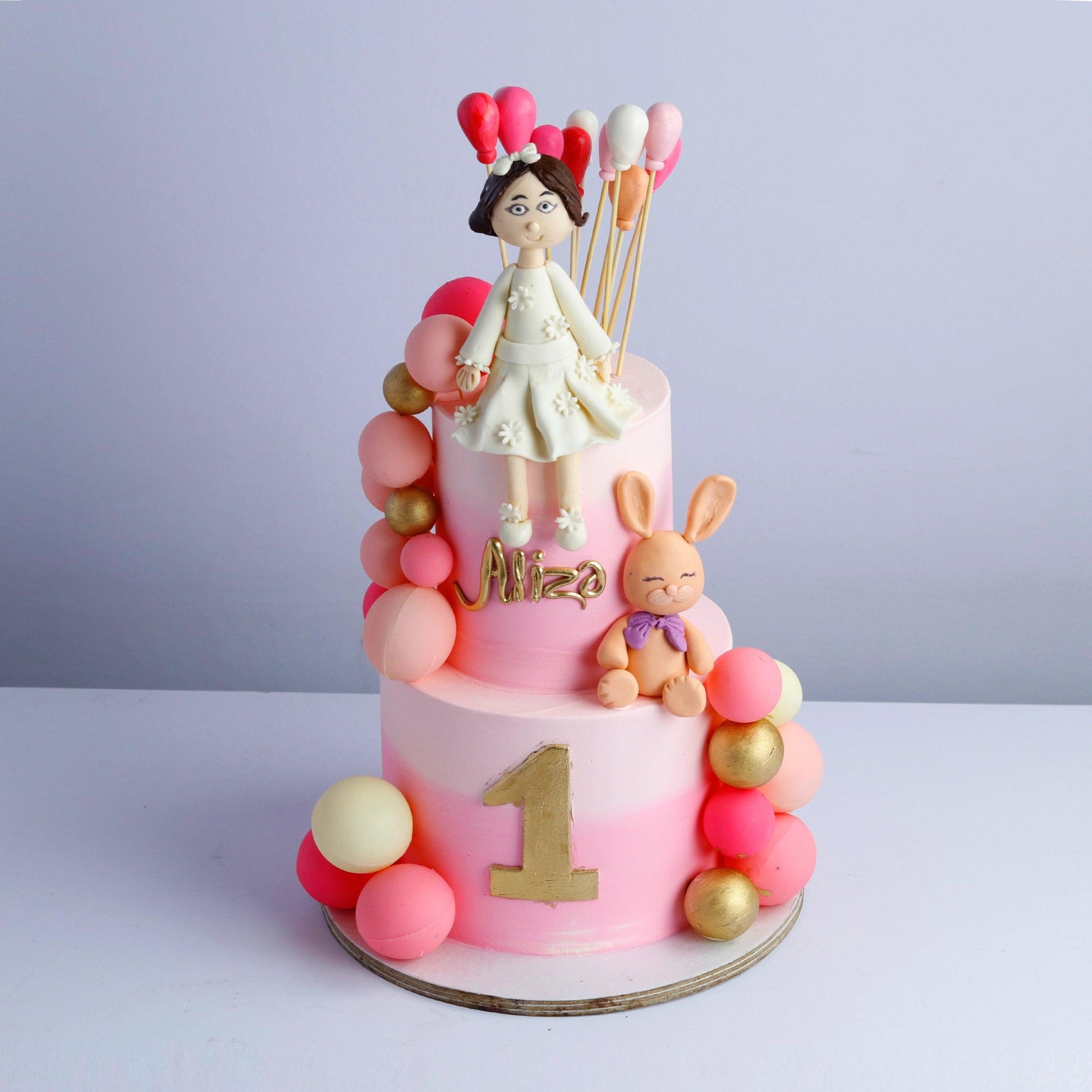 Two Tier Little Miss Balloon Cake - Borsalle