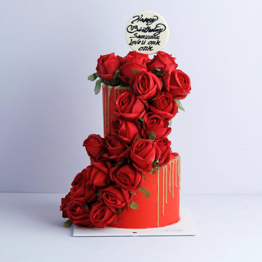 Two Tier Roses Bloom Cake - Borsalle