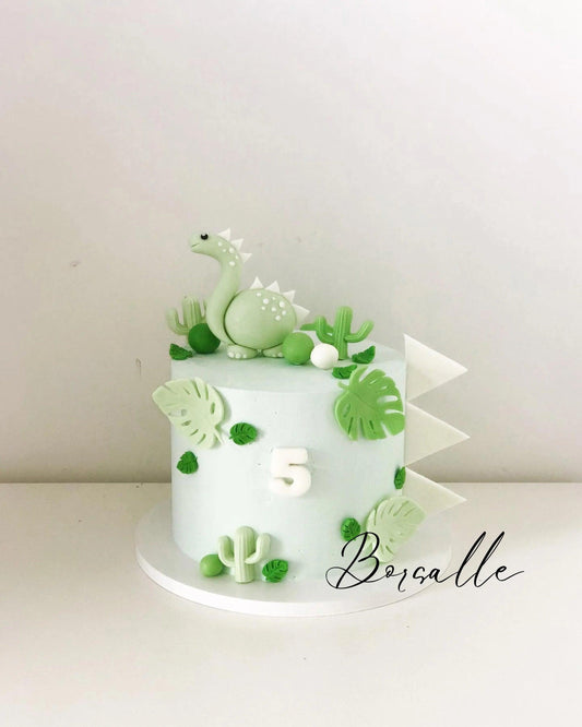 White Green Dino Cake - Borsalle